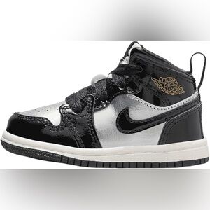 Jordan 1 Mid SE (TD) "Black/Metallic Silver/Sail/Metallic Gold" toddler shoe 6C